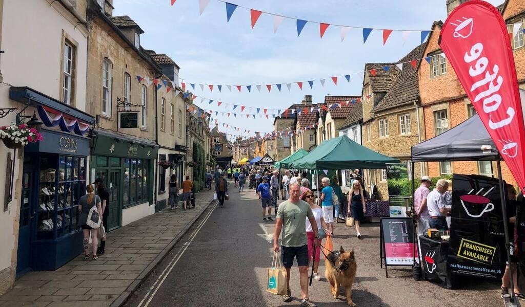 Stalls along Corsham High Street.