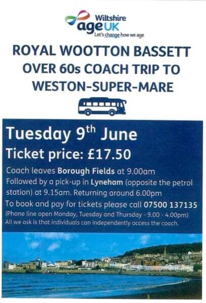 Royal Wootton Bassett over 60s Coach Trip Weston Super Mare image